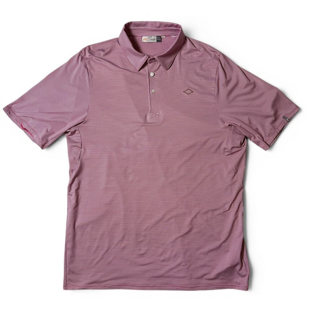 KJUS Soren Stripe UPF 50 Golf Polo Shirt Mens Size 2XL Striped Stretch CC Logo